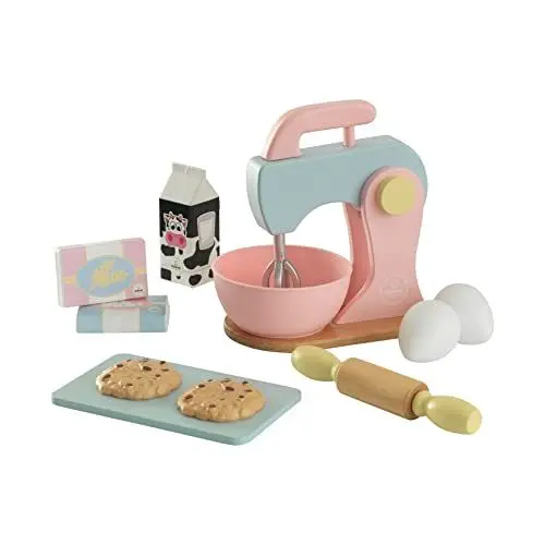 Produktbild: KidKraft Pastell Backset aus Holz für Kinderküche mit Küchenmaschine und Keksen, Spielküche Zubehör, Spielzeug für Kinder ab 3 Jahre, 63371