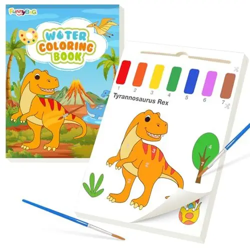 Produktbild: FUNNYB&G Malbuch Kinder mit Wasserfarben Dinosaurier, Wassermalbuch ab 3-8 Jahren für Kreative Mädchen und Junge, Förderung der Kreativität und Motorik, Spielzeug für Kinde Watercolour Paint Set