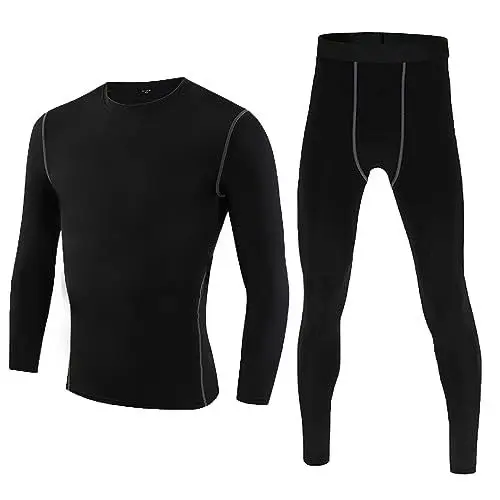 Produktbild: Kids Base Layer Thermal Underwear Set für Jungen Langarm Baselayer Top und Long Johs Football Skins Boys Athletic Compression Underwear Shirt & Tights Set