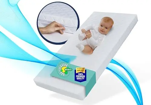 Produktbild: Kids Collective Kindermatratze SMART, Babymatratze 60x120 cm mit abnehmbarem Bezug, waschbar bei 60°C für Babybett oder Gitterbett, 120x60 cm, 6cm hoch, eco5 Zertifiziert, Körpergewicht bis 60kg