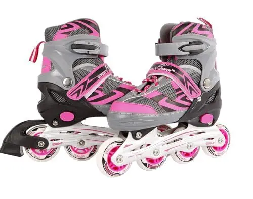 Produktbild: Kids Globe Street Rider Inlineskates (Inliner) rosa/grau, verstellbar von Größe 33-36 abec7 Alurahmen – 720235