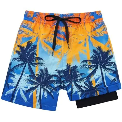 Produktbild: kids4ever Badeshorts Jungen Schnell Trocknende Badehose mit Kompression Liner Anti Scheuern Sommer Kurze Schwimmhose Strandhose 8 Jahre
