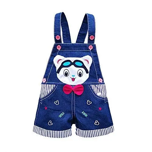 Produktbild: KIDSCOOL SPACE Baby Sommer Baumwolle Denim 3D Cartoon Bär Weiche Shorts Overalls,Blau,6-12 Monate