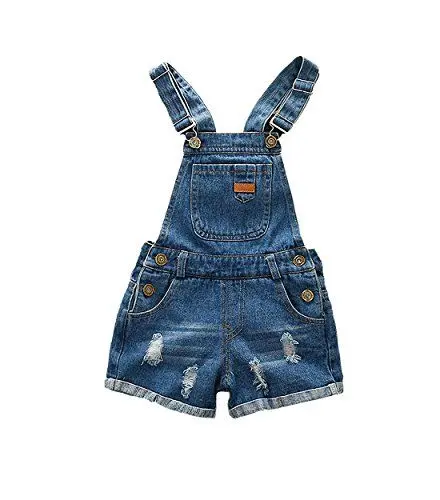 Produktbild: KIDSCOOL SPACE Little Girl Jeans-Latzhose,Big Ripped Denim Shortalls,Blau,5-6 Jahre