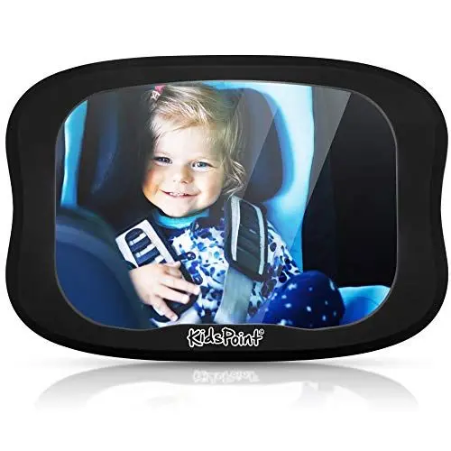Produktbild: KidsPoint Auto Rücksitzspiegel Kinder, Bruchsicherer Premium Baby Autospiegel, Schwenkbarer Kinderspiegel mit großem Sichtfeld, Kfz Babyspiegel 28 x 20 x 24cm Universalgröße für alle Kopfstützen