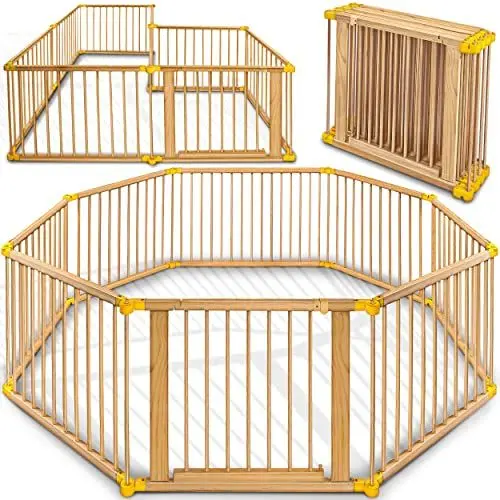Produktbild: KIDUKU® 7,2 Meter Laufgitter XXL klappbar inkl. Tür, bestehend aus 8 Elementen, individuell formbar Laufstall Absperrgitter