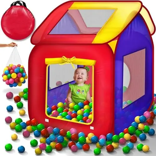 Produktbild: KIDUKU® Kinderspielzelt Bällebad Pop Up Spielzelt + 200 Bälle + Tasche für drinnen und draußen