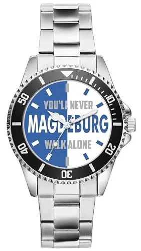 Produktbild: KIESENBERG Damenuhr Magdeburg Geschenk Artikel Idee Fan Armbanduhr Ø 33 mm Metallarmband Uhr D-20351