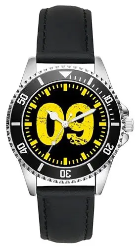 Produktbild: KIESENBERG Herrenuhr Armbanduhr Dortmund Geschenk Fan Artikel Analog Quartz Uhr Lederarmband L-6313