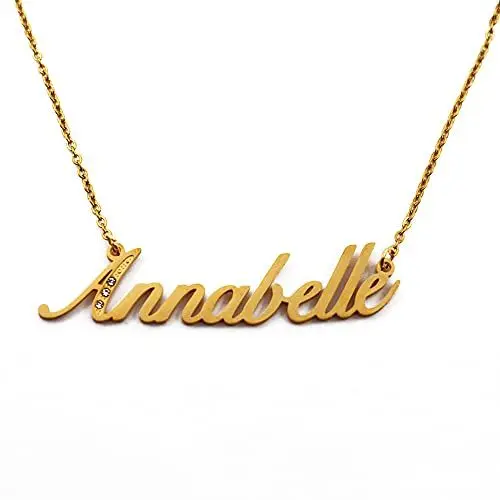 Produktbild: Kigu Namenskette Annabelle - Goldton - Individuelle Namenskette - Personalisierter Schmuck für Damen - Individueller Schmuck für Mädchen - Individueller Anhänger Annabelle, Gold, Zirkonia