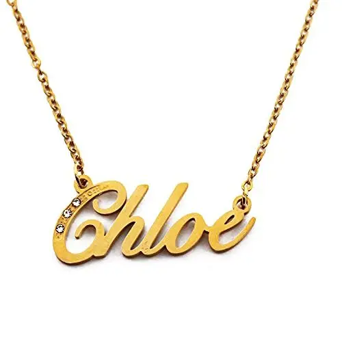 Produktbild: Kigu Namenskette Chole – Goldton – personalisierter Schmuck für Damen – personalisierter Schmuck für Mädchen – personalisierter Schmuck für Mädchen – individuelle Anhänger Chole