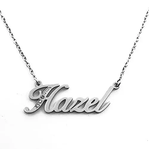 Produktbild: Kigu Namenskette Hazel - Silber Ton - Personalisierte Namenskette - Personalisierte Schmuck für Damen - Individueller Schmuck für Mädchen - Custom Anhänger Hazel