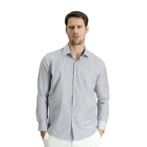 Produktbild: kiğili KIGILI Herrenhemd Langarmhemd für Businessmann, Geschenk für Männer, Slim Fit, Herrenhemd, Geschenk für Männer S -2XL | MITTELDUNKELBLAU - 2XL