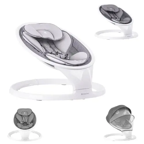 Produktbild: Kikkaboo elektrische Babywippe Cuddle Fernbedienung Schaukelfunktion Moskitonetz, Farbe:hellgrau