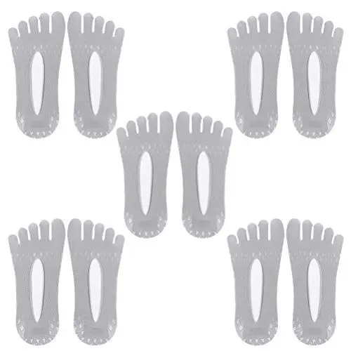Produktbild: Kikumi 5 Paar Zehensocken, Bequeme 5-Finger-Socken, Atmungsaktive Socken, Niedrig Geschnittenes Zubehör für Männer und Frauen (grau)