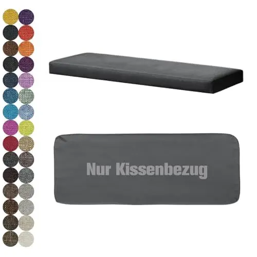 Produktbild: Kimgull Sitzkissen Bank Bezug Kissenbezug für Esszimmer-Bank Sitzauflage Bankauflage Bankkissen Eckbank Bezug Sitzbankbezug BankKissenbezug (Dunkelgrau 120X40X5 cm)