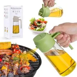 Produktbild: Kimimara 2 in 1 - Ölsprüher für Speiseöl Oelsprayflasche KücheGlas Ölzerstäuber 470ML Ölsprüher Ölflasche Ölspender für Grillen, Kochen, Salate, Backen Gesundes Essen Küchenutensilien (green X1)