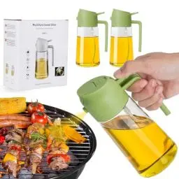 Produktbild: Kimimara 2 in 1 - Ölsprüher für Speiseöl Oelsprayflasche KücheGlas Ölzerstäuber 470ML Ölsprüher Ölflasche Ölspender für Grillen, Kochen, Salate, Backen Gesundes Essen Küchenutensilien (green X2)