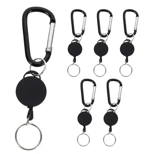 Produktbild: Kimimara Einziehbarer Schlüsselanhänger 6 Stück - ID Card Hanging BuckleOutdoor Easy Pull BuckleRetractable Strap KeyringRucksack Retractable BuckleSki Mountaineering BucklePuller