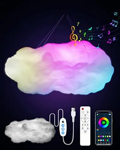 Produktbild: Kimimara LED Wolke Lampe - LED-Wolkenlichter DIY Wolkenlampe Music Sync RGB Wolkenlicht mit Fernbedienung und App-Steuerung für Kinderzimmer,Schlafzimmer, Spielzimmer, Weiße