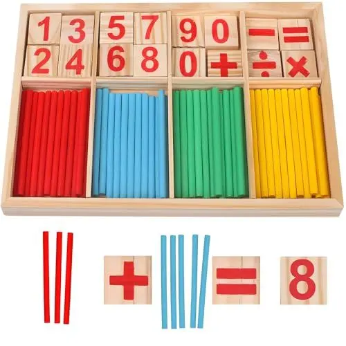 Produktbild: Kimimara Mathe Spielzeug Montessori Zahlen Holzstäbchen Arithmetik Zahlen Lernhilfe Puzzle Spiele Lernspielzeug Mathe 3 4 5 6 Jahre alt (Math1)