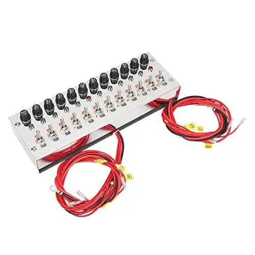 Produktbild: KIMISS 12 Gang Wippschalter Panel DC 12/24VMount Toggle ON OFF Switch Panel für Rennwagen LKW Yachten Schiffe
