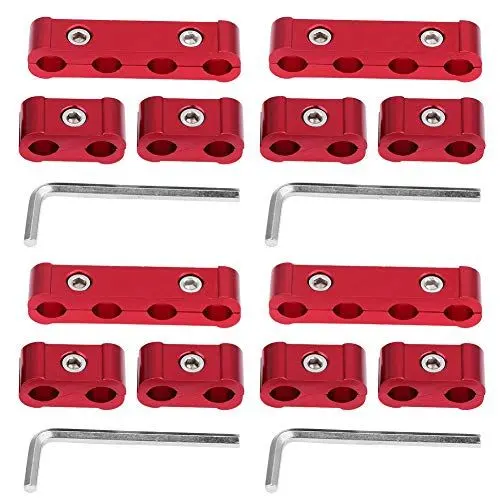 Produktbild: KIMISS 12 Stück Zündkabel Teiler,Zündkerzendraht-Trenner aus Aluminiumlegierung Zündkerzenkabeltrenner Für 8 mm, 9 mm, 10 mm Zündkerzenkabel(rot).
