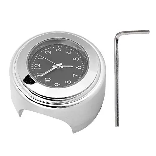 Produktbild: Motorrad-Lenkeruhr, Universelle 22 Bis 25 Mm Metallhalterung, Handgriff-Lenker-Zifferblatt-Uhr mit Coolem, Modischem Design für Präzise Anzeige (Schwarz)
