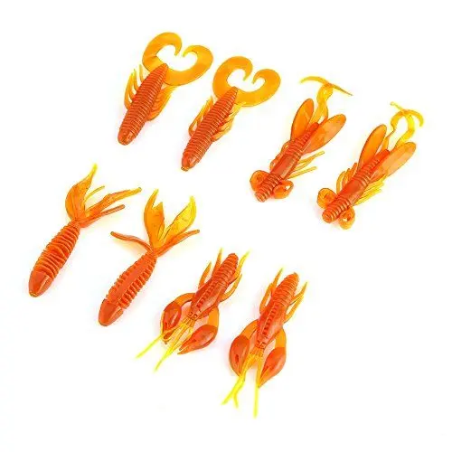 Produktbild: 25-teiliges Silikon-Karpfen-, Garnelen-Wurm-Köder-Set (Dark Fiske Mask Bass Fishing Green) (Orange)