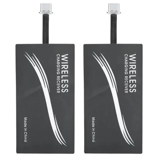 Produktbild: KIMISS 2er-Pack Universal-Typ-C-Wireless-Ladeadapter, Handy-Ladeempfänger-Aufkleber, Kompatibel mit Allen Typ-C-Smartphone-Geräten