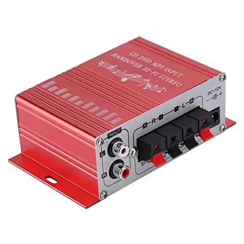 Produktbild: KIMISS Auto Stereo Verstärker 4 Kanal Auto Verstärker Aluminiumlegierung Gehäuse Digital Auto Auto Verstärker HiFi Audio Musik CD DVD Mp3 Fm Player(Blau) (Rot)