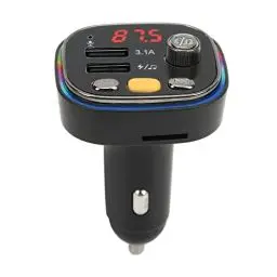Produktbild: KIMISS Bluetooth FM Transmitter, 12-24V Musikplayer Dual USB FM Radio Adapter Schnellladegerät Freisprechen LED Farbe Hintergrundbeleuchtung für Auto