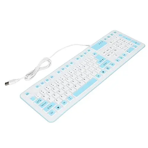 Produktbild: KIMISS Faltbare Silikontastatur, Tasten Wasserdicht Staubdicht Switch OLED 106 USB Wired Silent für PC Laptop Game Blue (Blau)