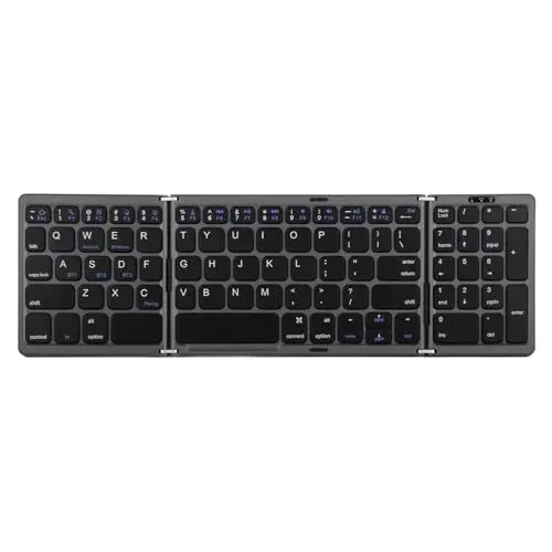Produktbild: Faltbare Tastatur, Dreifach Gefaltete Tasche für Mehrere Geräteanschlüsse, Tragbar, Multi-Elektronik, Computerzubehör, Computerzubehör, Peripheriegeräte, Tastaturen, Mäuse,