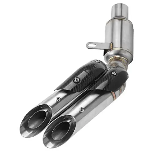 Produktbild: KIMISS Motorrad-Auspuffrohr für Z800, Motorrad-Auspuff mit Doppelauslassrohr, Motorrad-Doppelauslass-Endrohr, Motorrad-Auspuff, Doppelauslass-Auspuffsystem, Mittelverbindungs-Doppelloch-Schalldämpfer