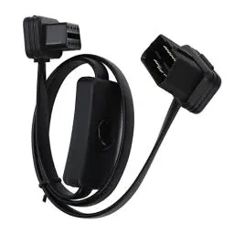 Produktbild: KIMISS OBD 2 Kabel 16 Pin M/F Stecker auf Buchse Rechtwinklig Auto OBD2 Diagnose Verlängerungskabel OBD Stecker mit Netzschalter um Batterieentladung zu Vermeiden Autoteile