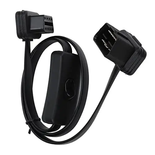 Produktbild: KIMISS OBD 2 Kabel 16 Pin M/F Stecker auf Buchse Rechtwinklig Auto OBD2 Diagnose Verlängerungskabel OBD Stecker mit Netzschalter um Batterieentladung zu Vermeiden Autoteile