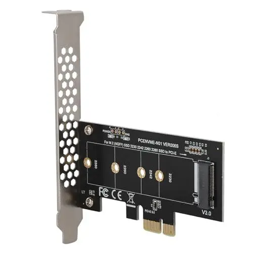 Produktbild: KIMISS PCI-E-zu-M.2-Erweiterungskarten-Anschlusskonverter – Kompatibel mit M2 NGFF NVME Solid-State-Festplatten für Hochgeschwindigkeits-Datenübertragungs- und Speicherlösungen.