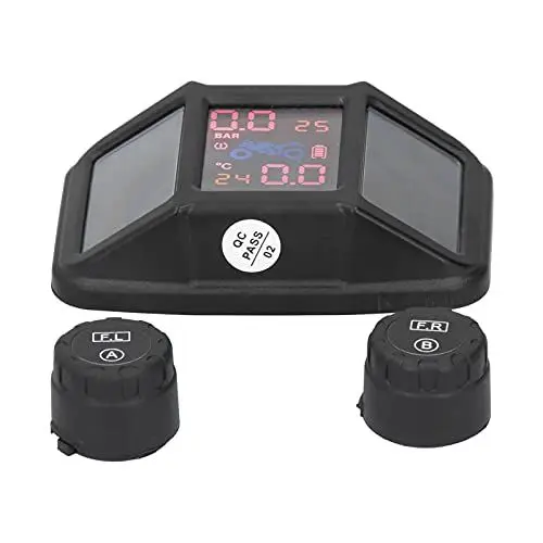 Produktbild: KIMISS Solar-Reifendrucküberwachung, Motorrad-Reifendrucküberwachungssystem, Externes Sensor-Kit mit USB-Kabel, 2 Einheiten für Motorräder
