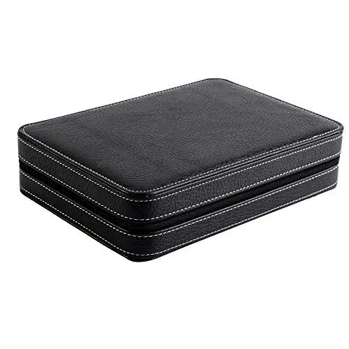 Produktbild: KIMISS Tragbare Uhrenbox aus Leder für 8 Uhren - Eleganter Uhren mit Reißverschluss für Reisen und täglichen Gebrauch, Schwarz