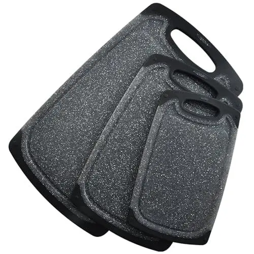 Produktbild: KIMIUP Küchenschneidebrett Set, Professionelles Schneidebrett Set, Spülmaschinenfeste Schneidebretter mit Saftrillen und Tragegriff, BPA Free, Größe XL, 3-er Set