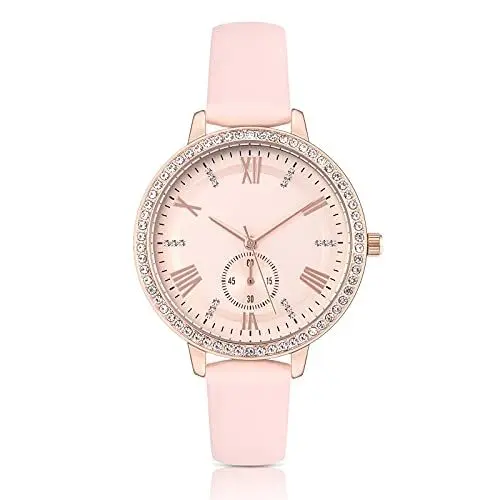 Produktbild: KIMOMT Damenuhren Lederband Luxus Quarzuhren wasserdichte Mode Kreative Armbanduhr für Damen Mädchen Damen (Rosa(810))
