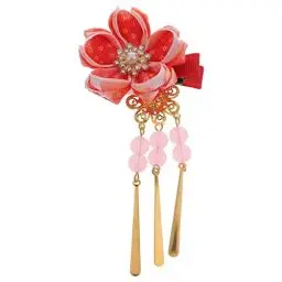 Produktbild: Kimono Hair Clips japanische Haarspangen Kimono Haarspange Kimono Haarschmuck Haarnadeln Kanzashi Haarschmuck Haargummi Kanzashi (rot)
