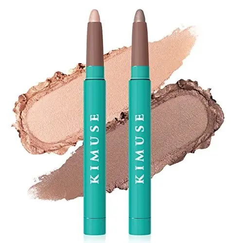 Produktbild: KIMUSE 2 PCS Creme Lidschattenstift Kit, Wasserfester Lidschatten Stick, Langanhaltende und cremige Farbe, schimmer Lidschatten Stick, wischfest, übertragungsfest, Glitzerndes Augen-Make-up