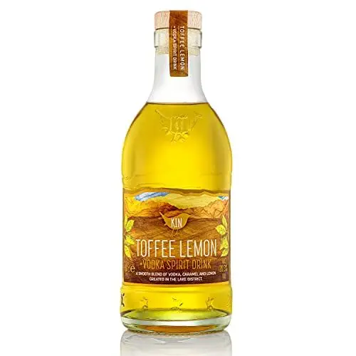 Produktbild: Kin Vodka Toffee Lemon Vodka 20,3% Vol.– Sanftes und reichhaltiges Karamell, Toffee-und Zitronen-Untertöne, köstlich in Cocktails. Hergestellt im Lake District, 500ml