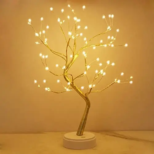 Produktbild: Kinamy LED Baum Lichter, LED Lichterbaum, Baum Licht Warmweiß Verstellbare Äste, 108 LED Baum Lampe Dekobaum Belichtet Baumbeleuchtung Innen Deko,USB/Batteriebetrieben
