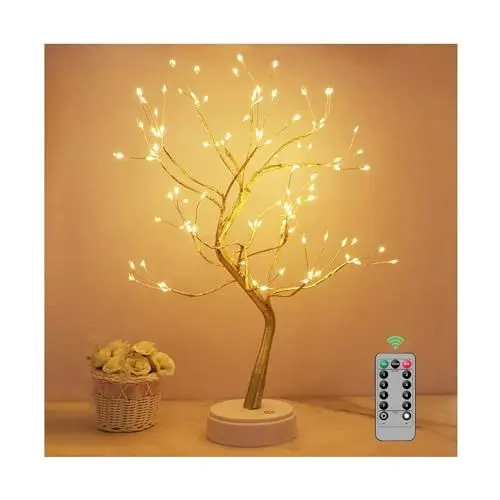 Produktbild: Kinamy LED Lichterbaum, 108 LED Deko Lampe Leuchtzweige 8 Modi Dimmbar, Led Baum USB/Batteriebetrieben, Lampe Baum Beleuchtete Zweige Deko mit Fernbedienung Timer