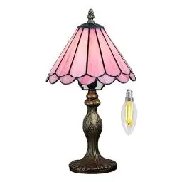 Produktbild: Kinbolas Tiffany Style 8 Zoll Tischlampe Rosa Serie Buntglas Lampenschirme Kleine Nachttischlampe Lesen Antike Schreibtischlampe Wohnzimmer Schlafzimmer Büro Vintage Art Deco Viktorianisch