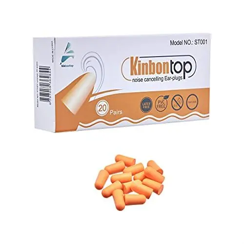 Produktbild: Kinbontop Schaumstoff-Ohrstöpsel, 35 dB SNR (Dämmwert), Lärmreduktion, Gehörschutz, Orange (20 Paar)