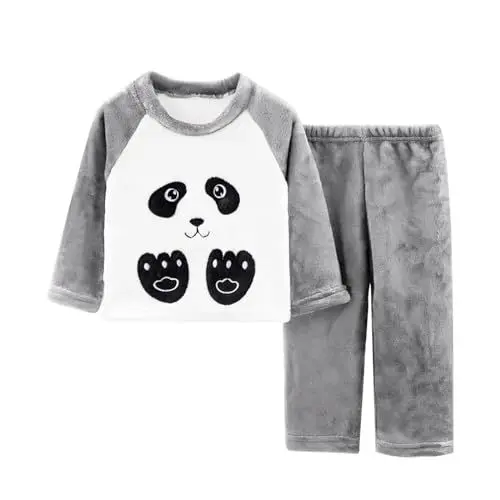 Produktbild: Baby Flannel Zweiteiliger Schlafanzug Kleinkind Kinder Mädchen Jungen Niedliche Katze Pyjama Set Herbst Winter Fleece Schlafanzüge Nachtwäsche Set 80 86 92 98 104 110 116 122 128